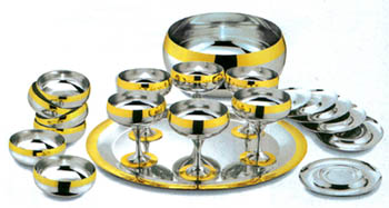 Барон десертный комплект Zepter стальной с золотым декором на 6 персон